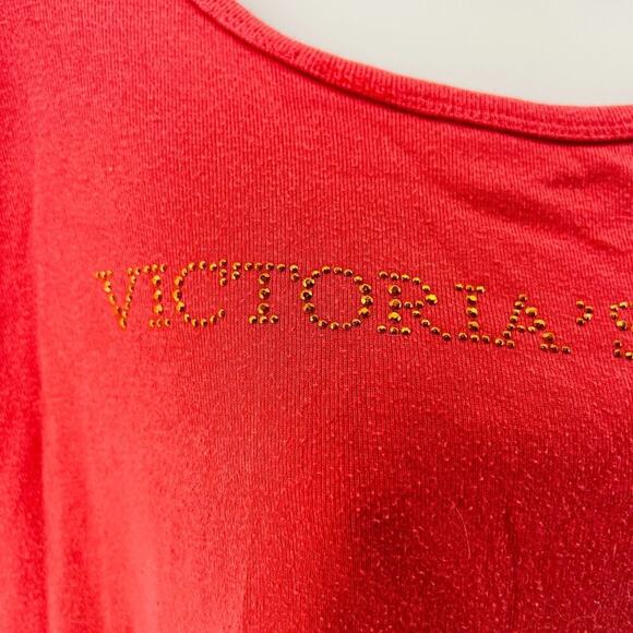 Victoria's Secret Orange Bling Rhinestone Short Sleeve Tee Womens Size Medium - Picture 2 of 5